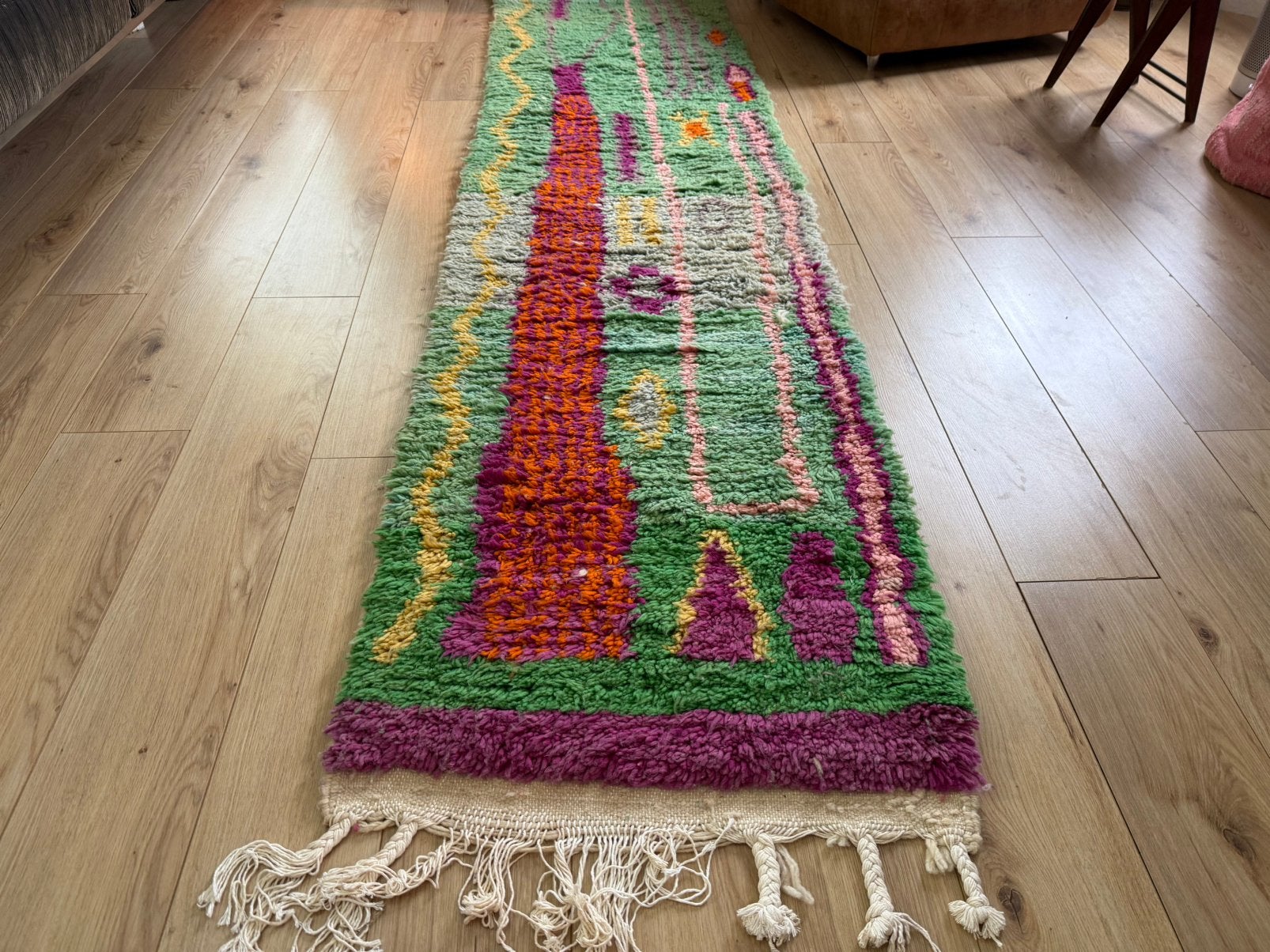 Vintage retro Marokkaanse loper handgeknoopt 314 x 76 cm, 1053 ML, Amsterdam, Info@bababoho.com, Eclectisch | Bohemian | Retro | vintage