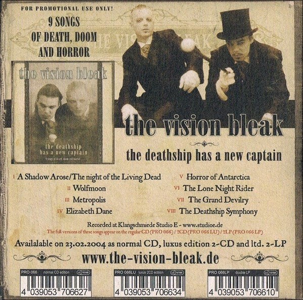 THE VISION BLEAK - the deathship has a new captain CD promo, Metal, Gebruikt, Ophalen of Verzenden, Promo