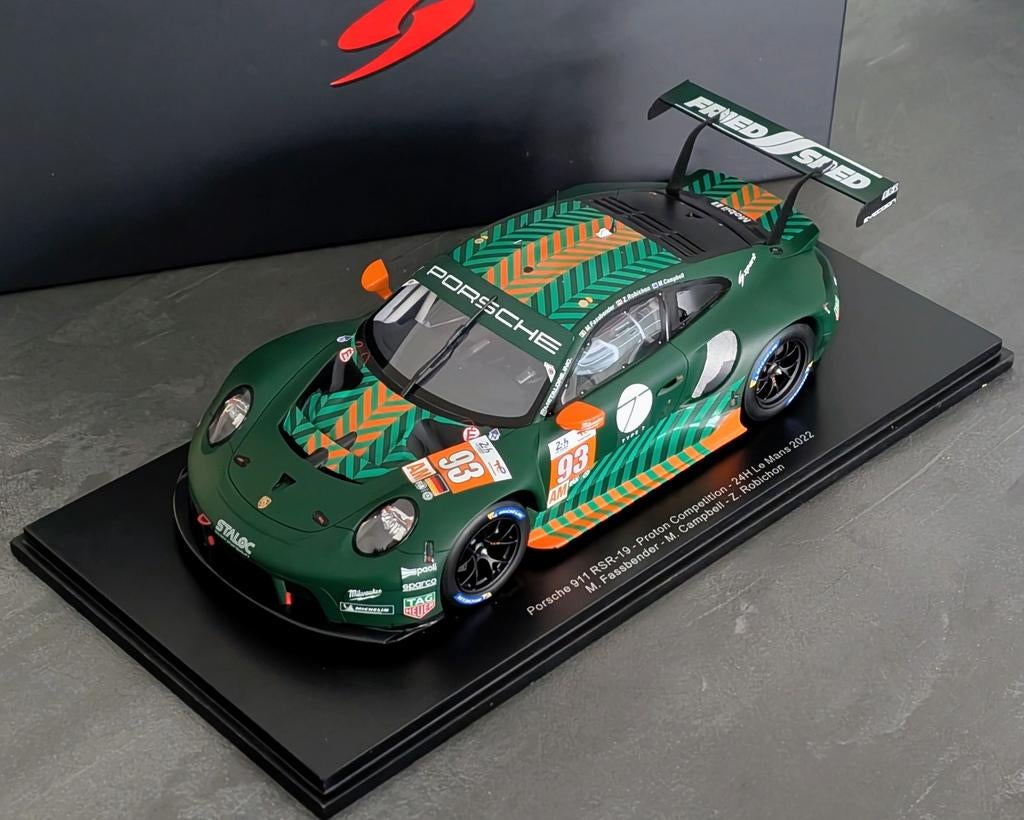 Porsche 911 RSR #93 24h LeMans 2022 Fassbender 1:18 Spark, Ophalen of Verzenden, Zo goed als nieuw, Auto, Overige merken