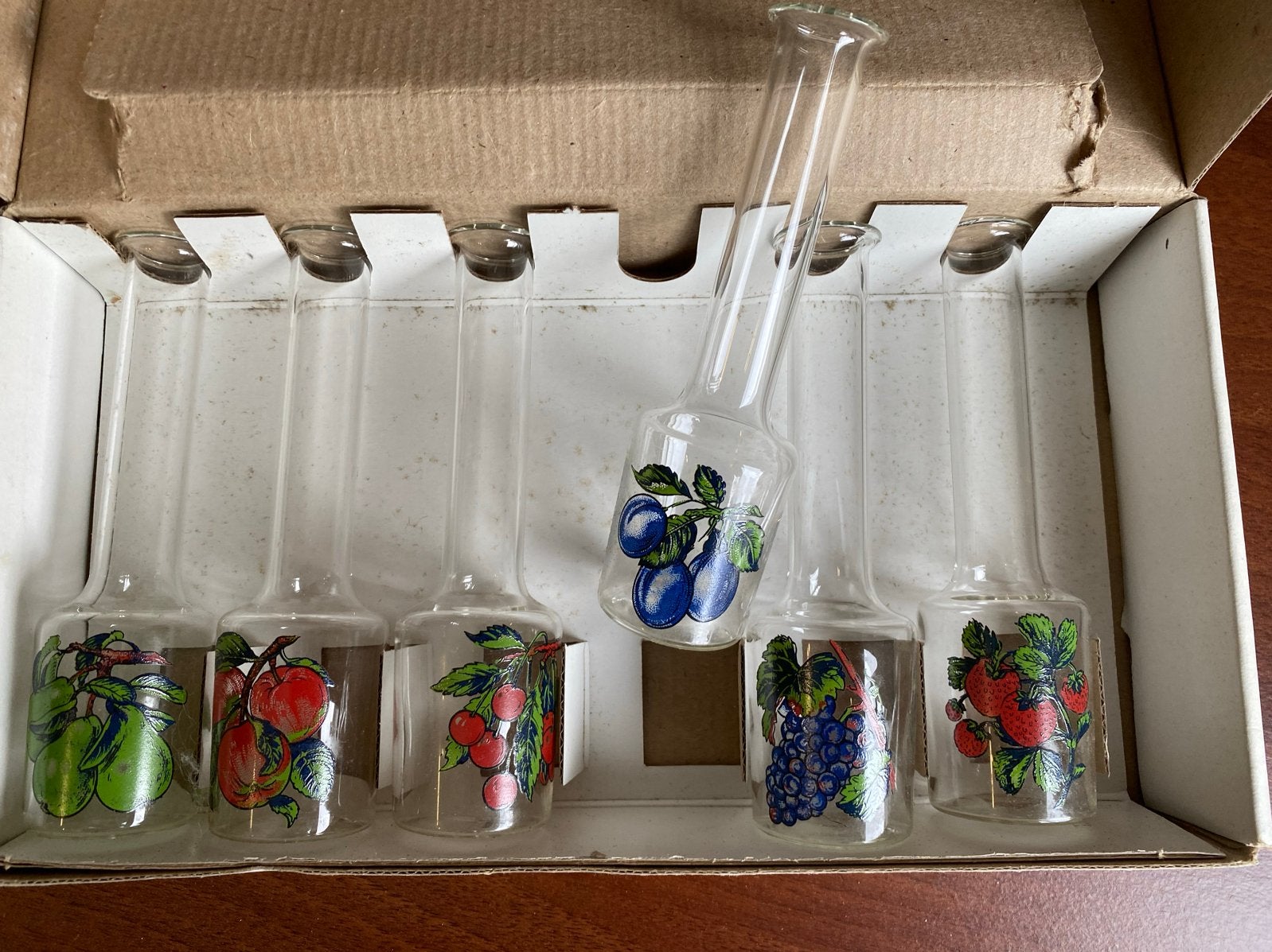 Glazen shotglaasjes met Fruitdecoratie - Set van 6, Ophalen of Verzenden