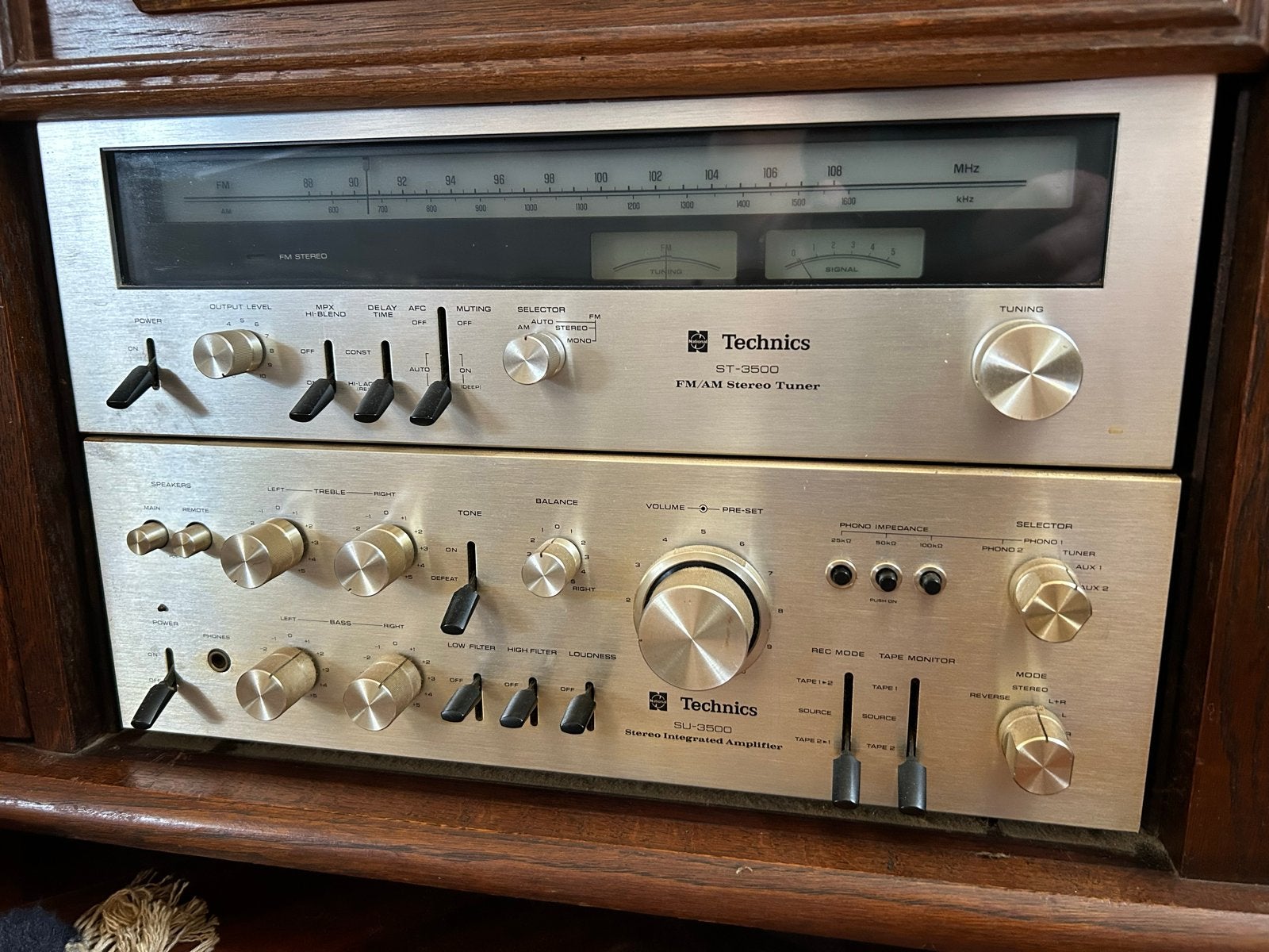Vintage Technics audio set ST-3500 Tuner, SU-3500 Versterker, Gebruikt, Losse componenten, Tuner of Radio, Ophalen