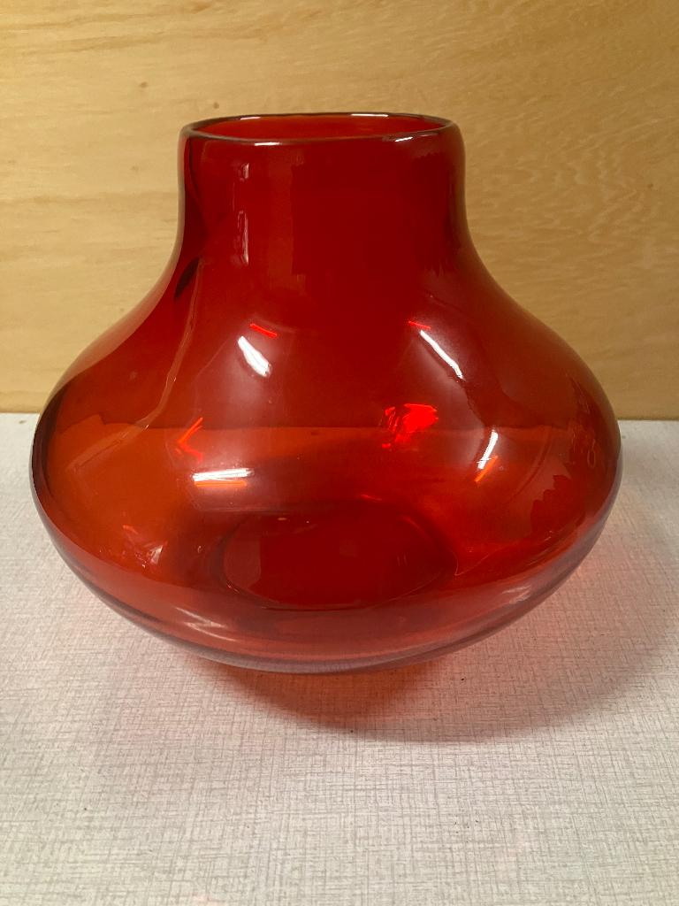 Rode Vaas, Ophalen, Minder dan 50 cm, Rood, Glas