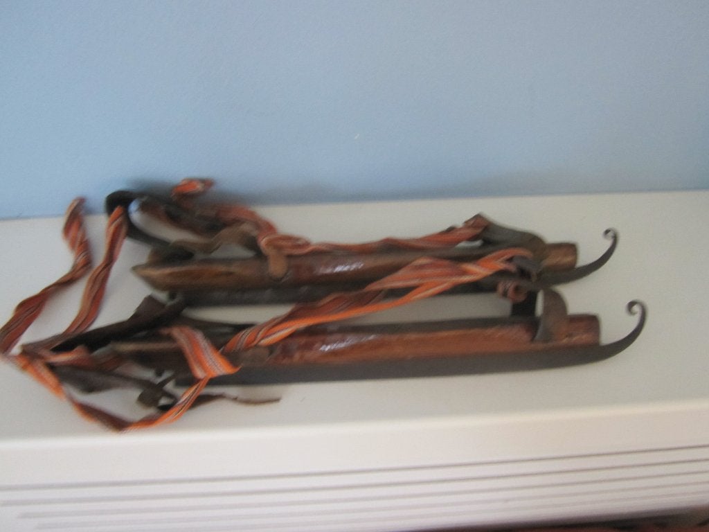 Houten schaatsen met krul, Antiek en Kunst, Ophalen of Verzenden
