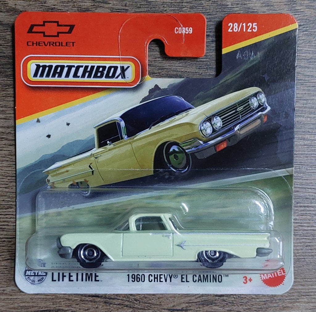 Matchbox 1960 CHEVY EL CAMINO (geel) 1/64, Ophalen of Verzenden, Nieuw, Auto