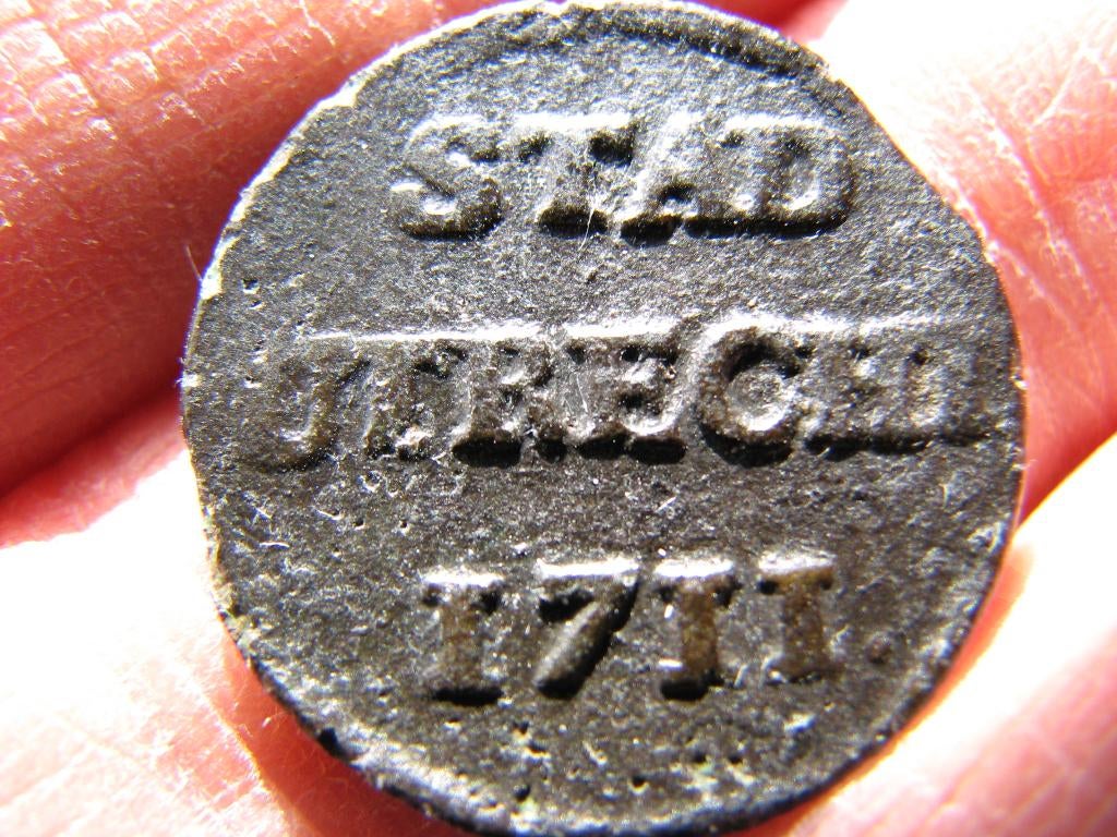 Duit Utrecht 1711, Postzegels en Munten, Ophalen of Verzenden, Vóór koninkrijk, Overige waardes, Losse munt