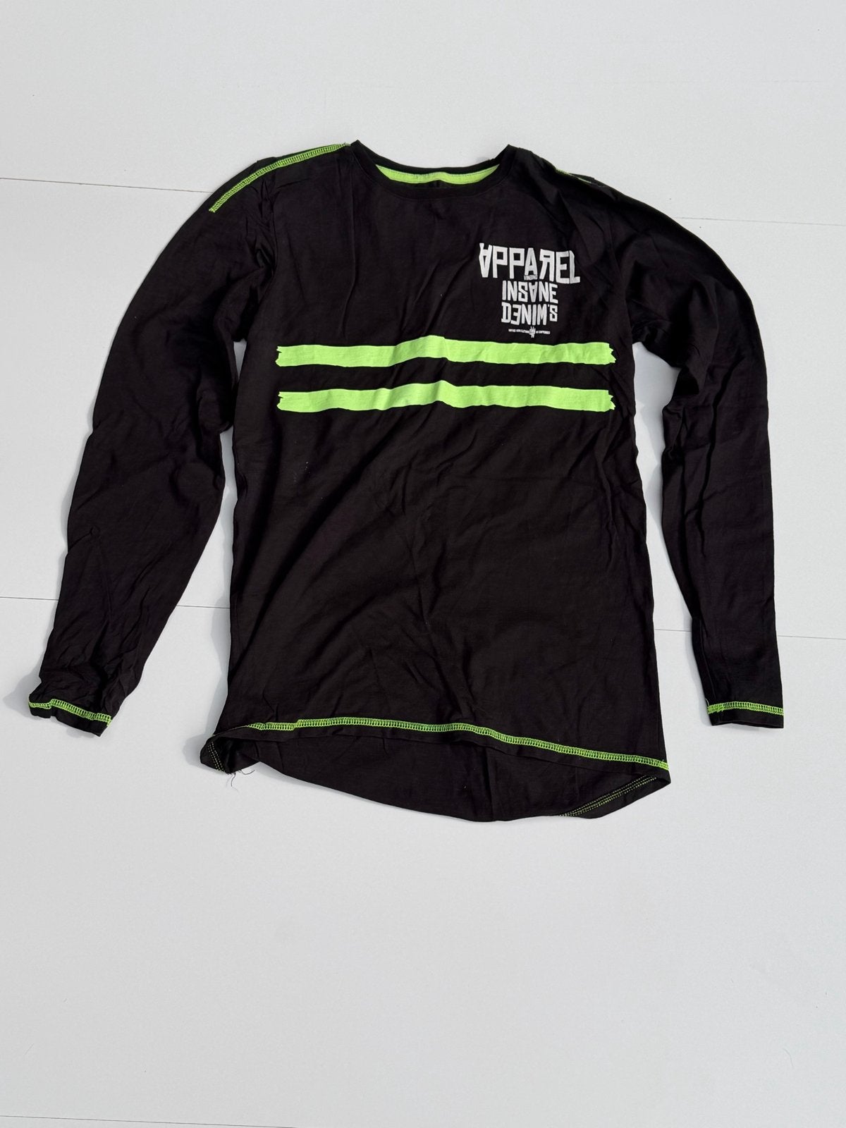Vingino Jongens shirt lange mouw Zwart met Neon Groene, Ophalen, Gebruikt, Jongen