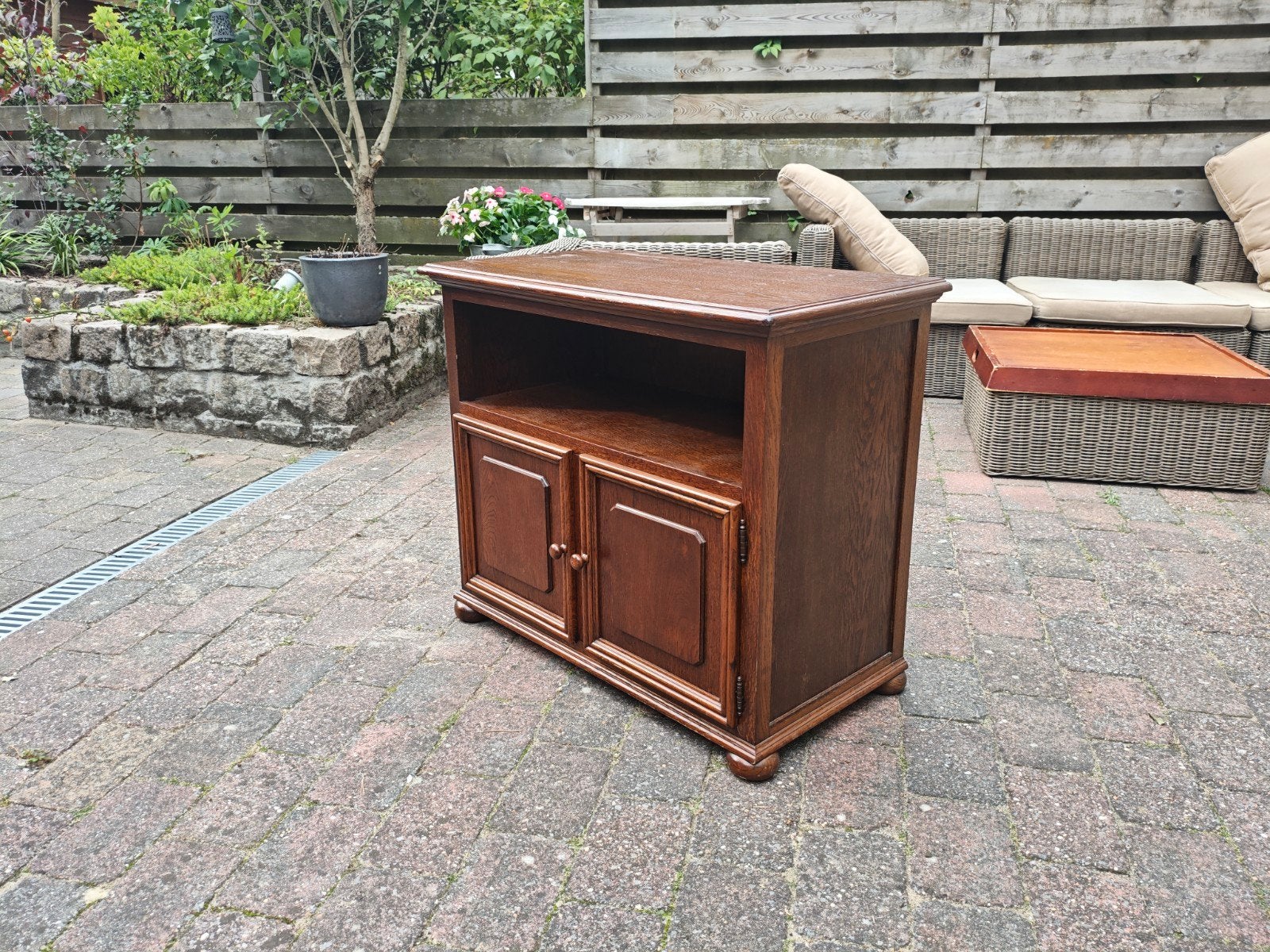 Antieke massief eiken Rondova kast/tv meubel - 85x45x75cm, Antiek, Gebruikt, Minder dan 100 cm, 25 tot 50 cm