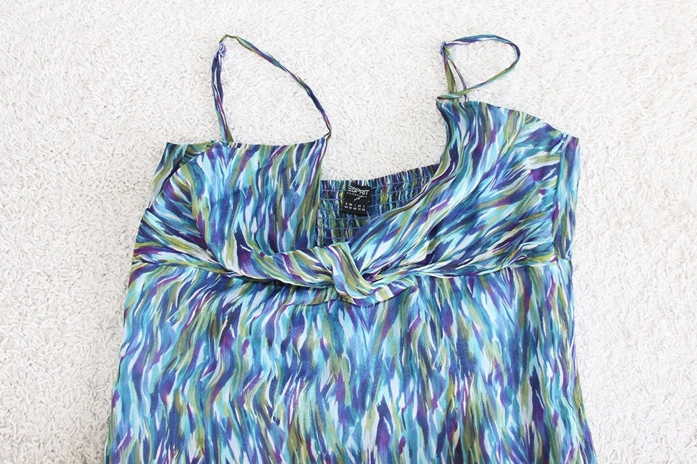 Super Leuk Esprit Jurkje 100% Zijde (Maat 44) - 75 € 25,-, Blauw, Maat 42/44 (L), Ophalen of Verzenden, Zo goed als nieuw