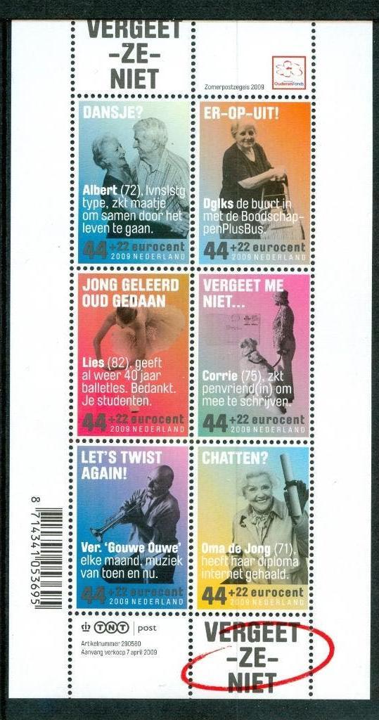 Ned. NVPH 2641 Zomerzegels Ouderenzegels 2009, Ophalen of Verzenden, Na 1940, Postfris