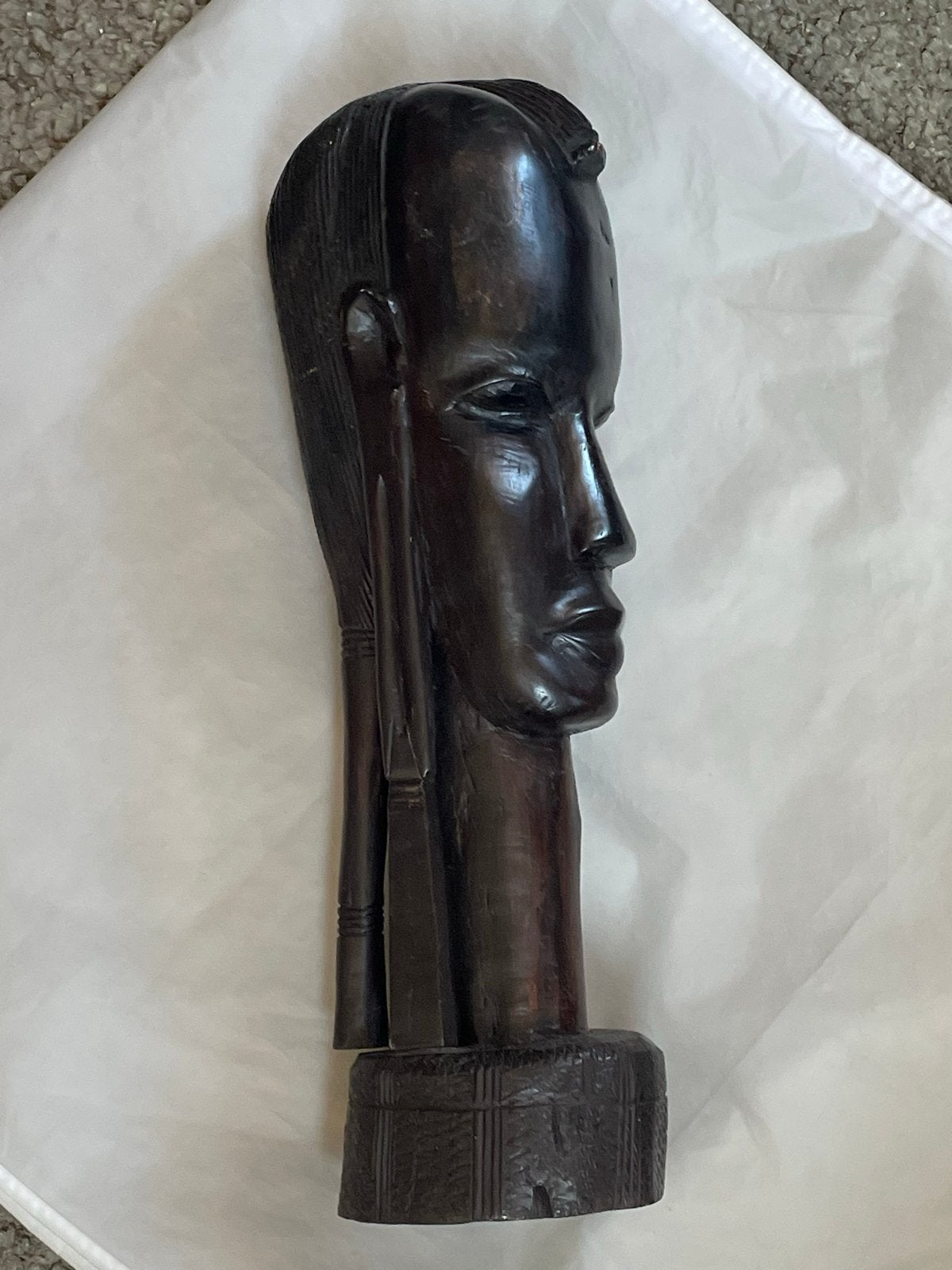 Vintage Afrikaans Houten Buste - Handgesneden, Buste, Ophalen of Verzenden, Handgemaakt, 20 - 50 cm