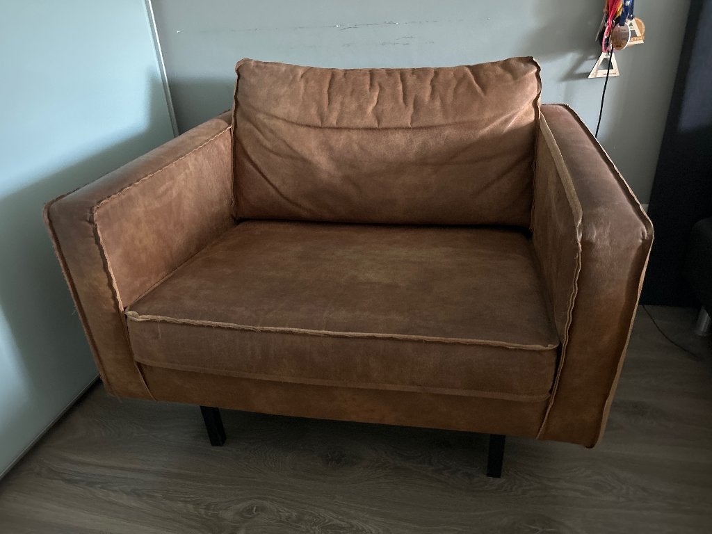 Bruine loveseat Be Pure, Huis en Inrichting, Ophalen, Gebruikt, 75 tot 100 cm, 100 tot 125 cm
