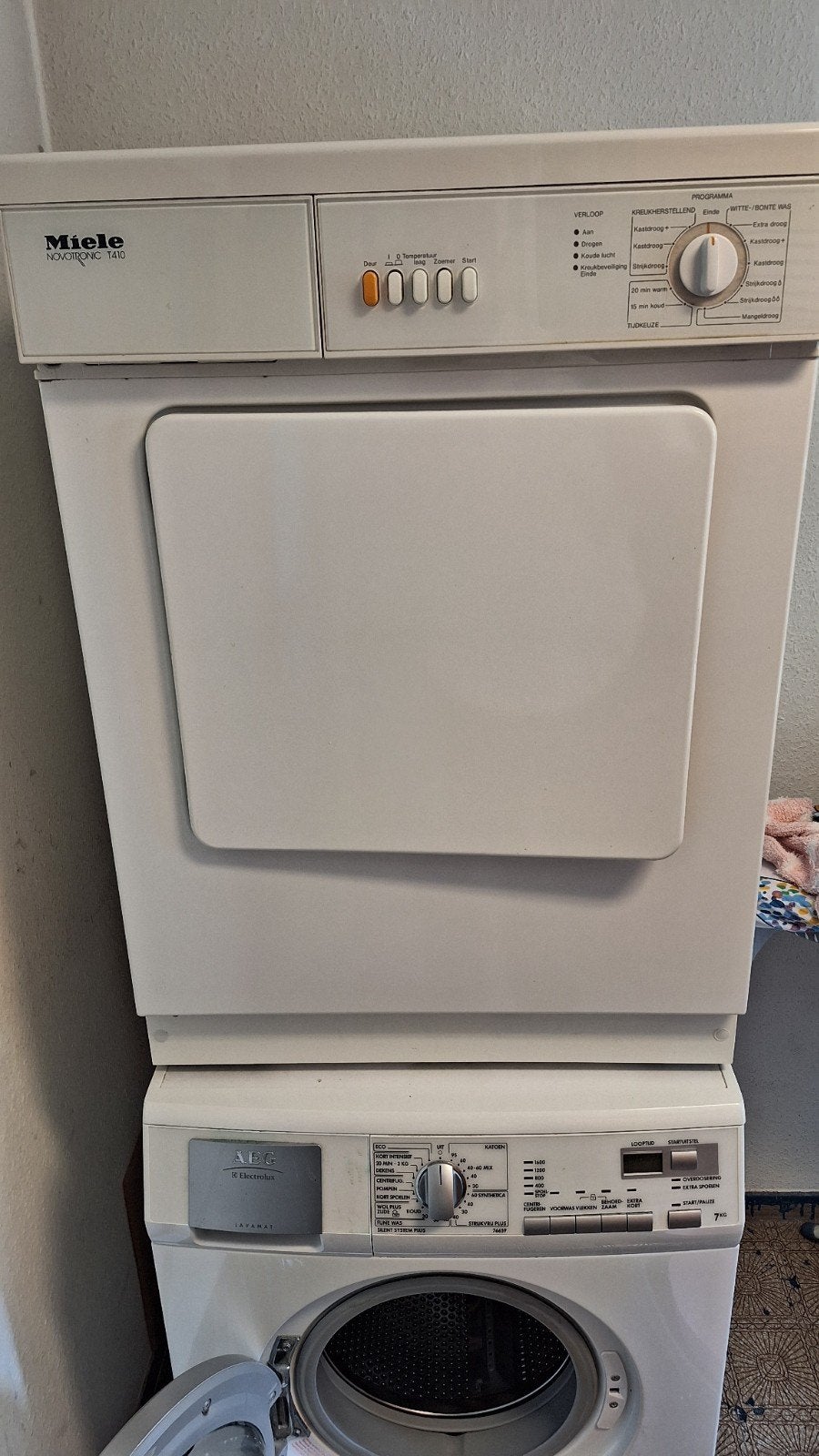 Miele Novotronic T410 wasdroger, 6 tot 8 kg, Ophalen of Verzenden, Gebruikt, 85 tot 90 cm