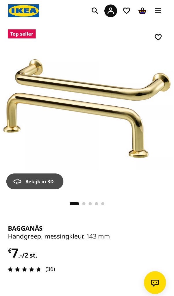 Handgrepen keukenkast IKEA Bagganas goud