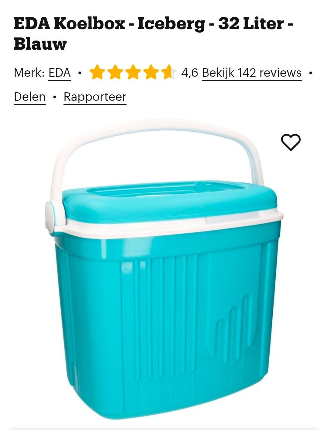 EDA Koelbox - Iceberg - 32 Liter - Blauw met koelelementen, Ophalen, Gebruikt, Koelbox, Koelelement