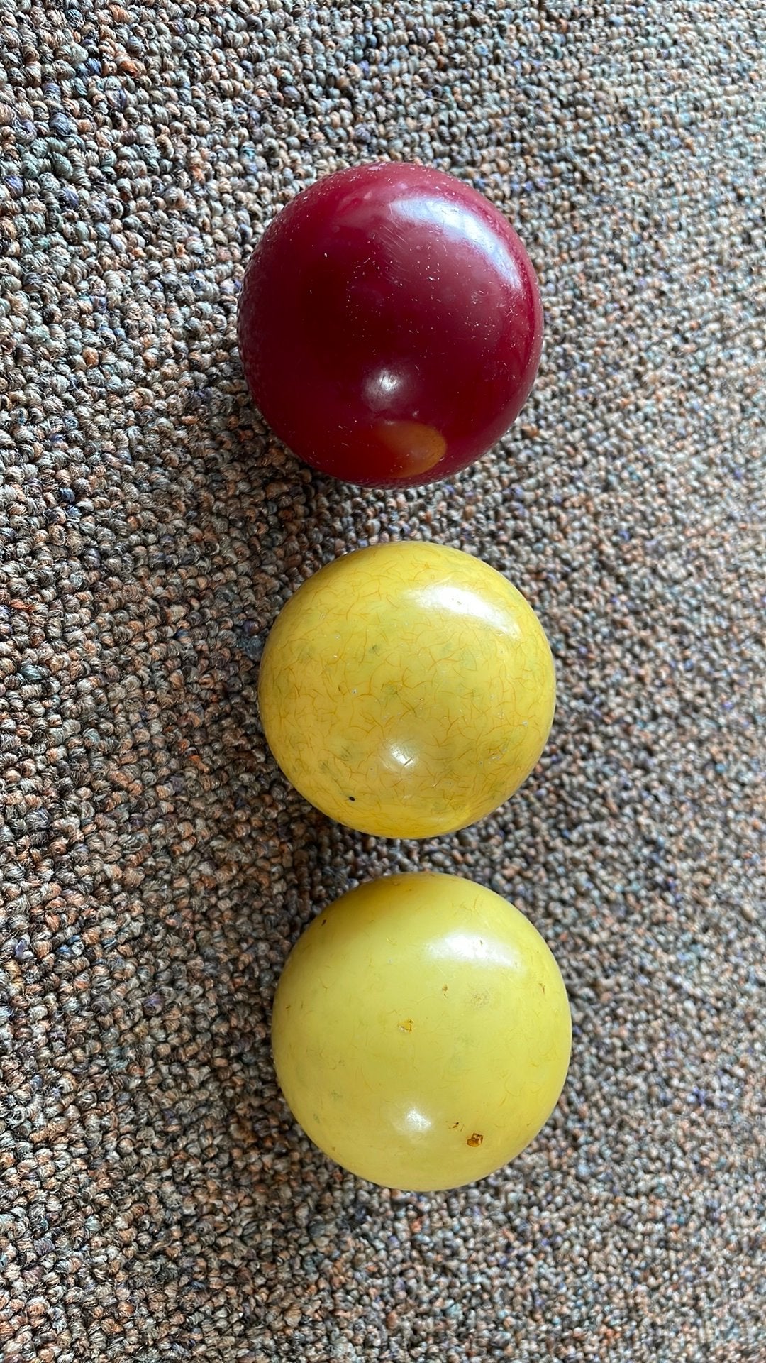 Set oude biljart ballen, doorsnee 6 cm, Ophalen of Verzenden, Zo goed als nieuw, Keu of Ballen