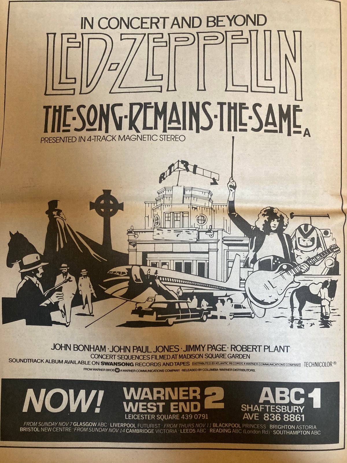 LED ZEPPELIN Song Remians The Same A3 advertentie, Ophalen of Verzenden, Zo goed als nieuw