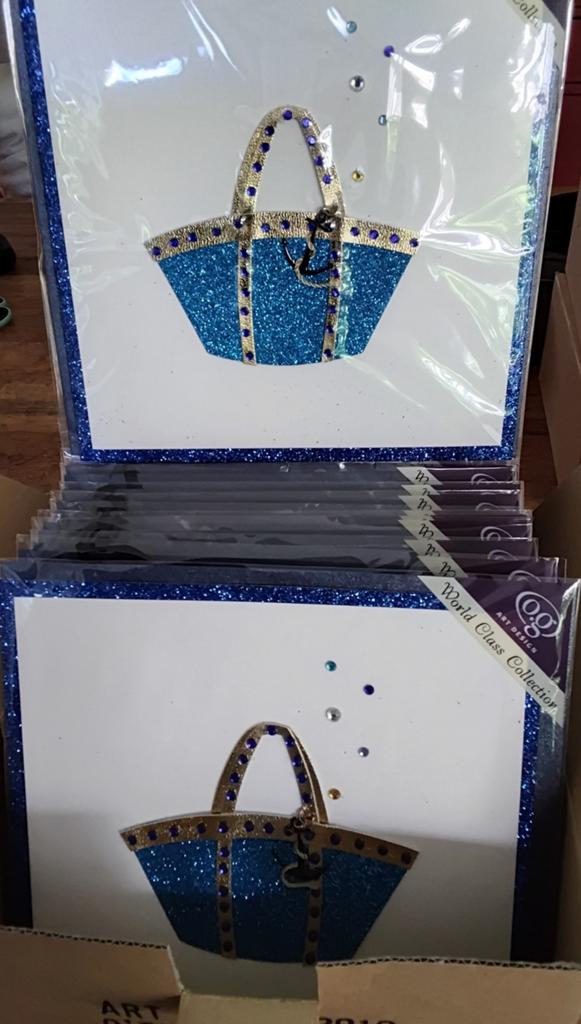 Partij wenskaarten met glitters strandtasje en boekenlegger, Ophalen of Verzenden, Nieuw