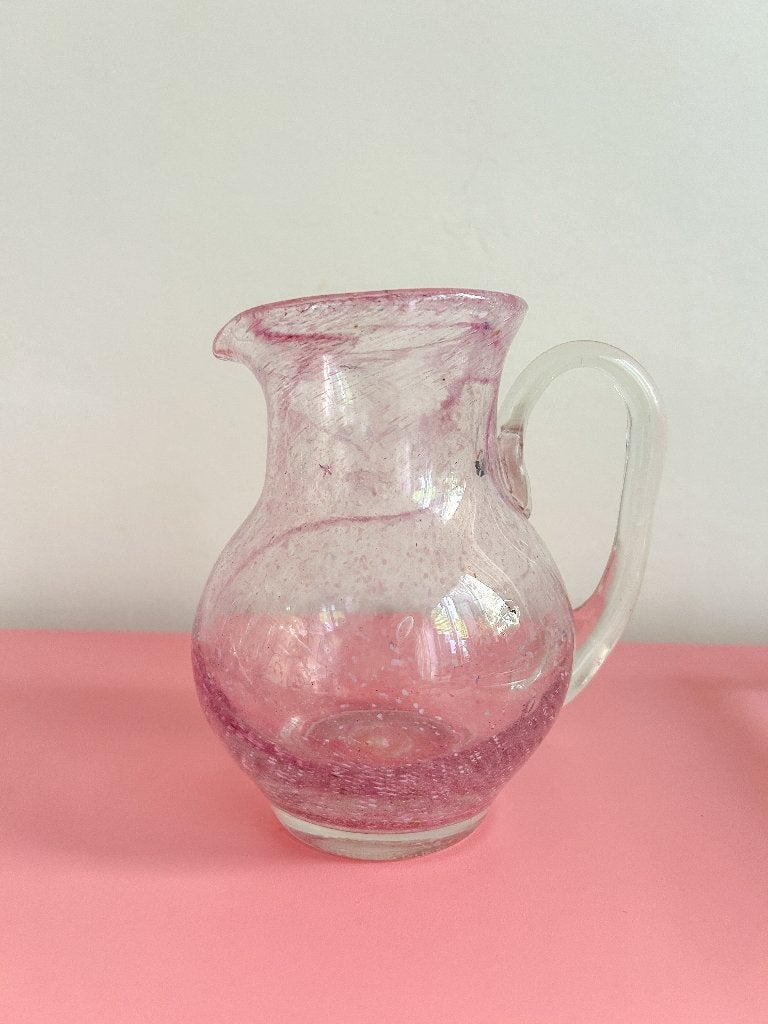 Vintage roze karaf, glas, Gebruikt, Overige typen, Ophalen of Verzenden, Glas