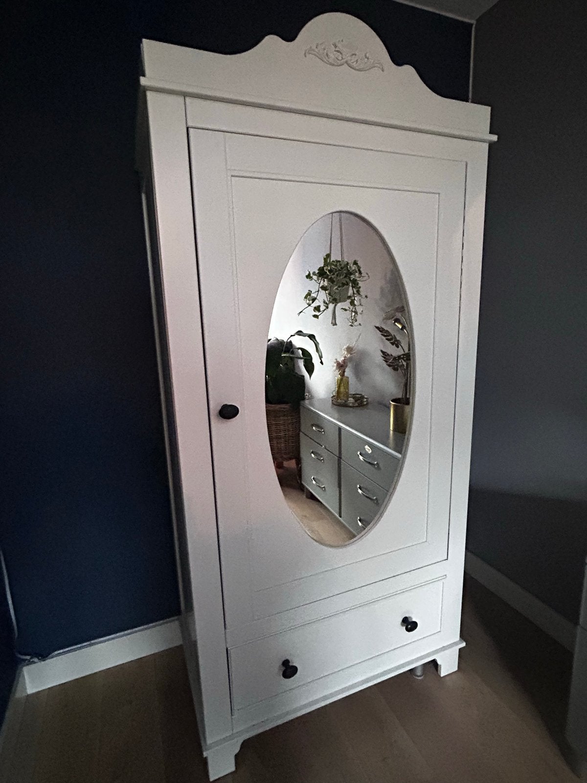 Witte Bopita kledingkast met spiegel en lades + bed, Ophalen, Gebruikt, 50 tot 100 cm, Met lade(s)
