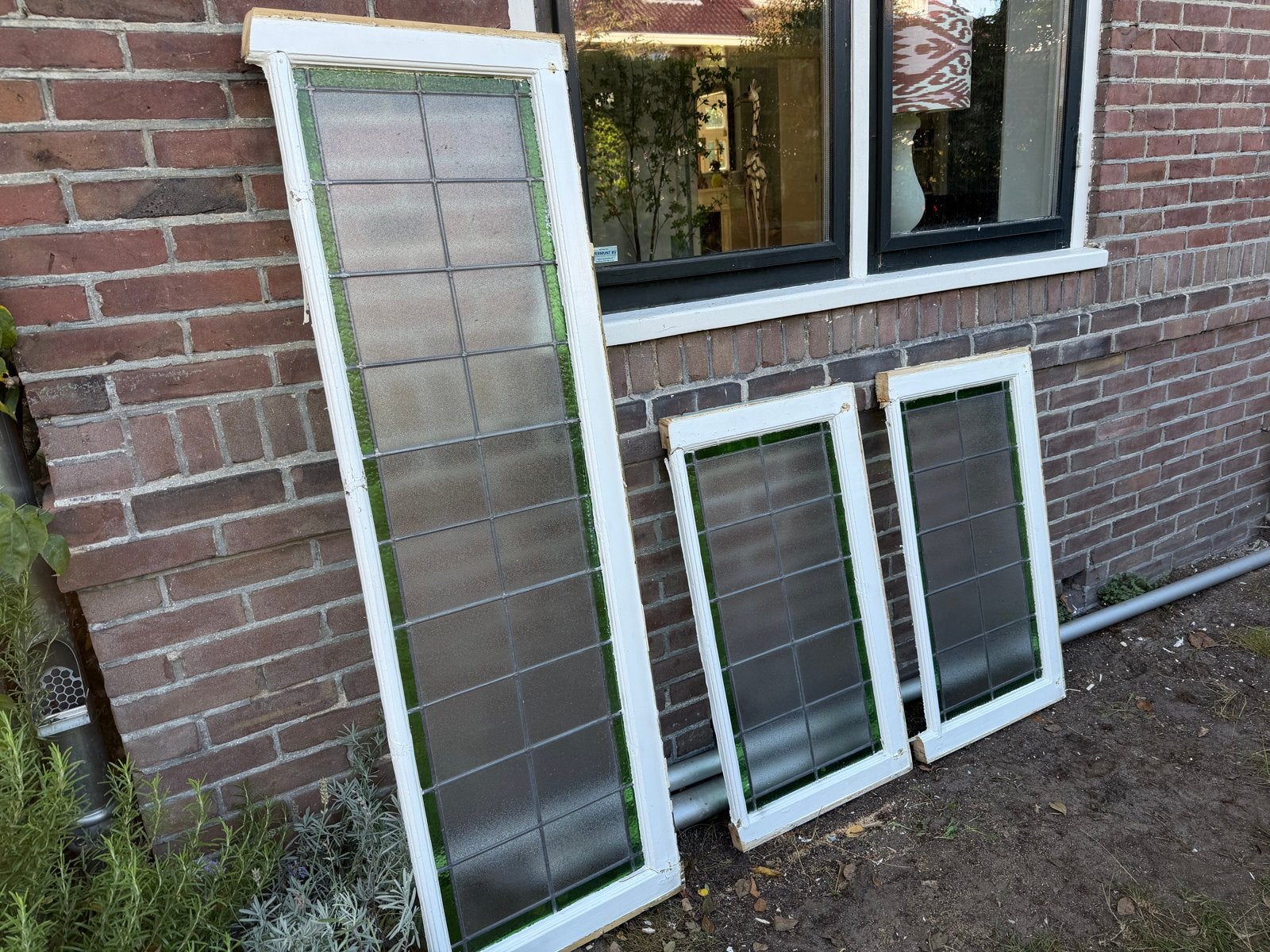 Glas in lood ramen (3 stuks), Ophalen, Gevelraam of Ruit, Gebruikt, Minder dan 80 cm