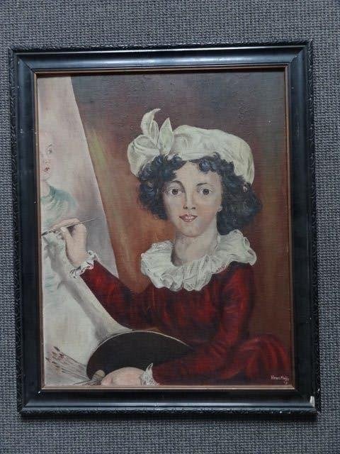 naar een autoportret Elisabeth Vigée Le Brun uit 1791, Antiek en Kunst, Kunst | Schilderijen | Klassiek, Paneel, Verzenden, Portret of Personen