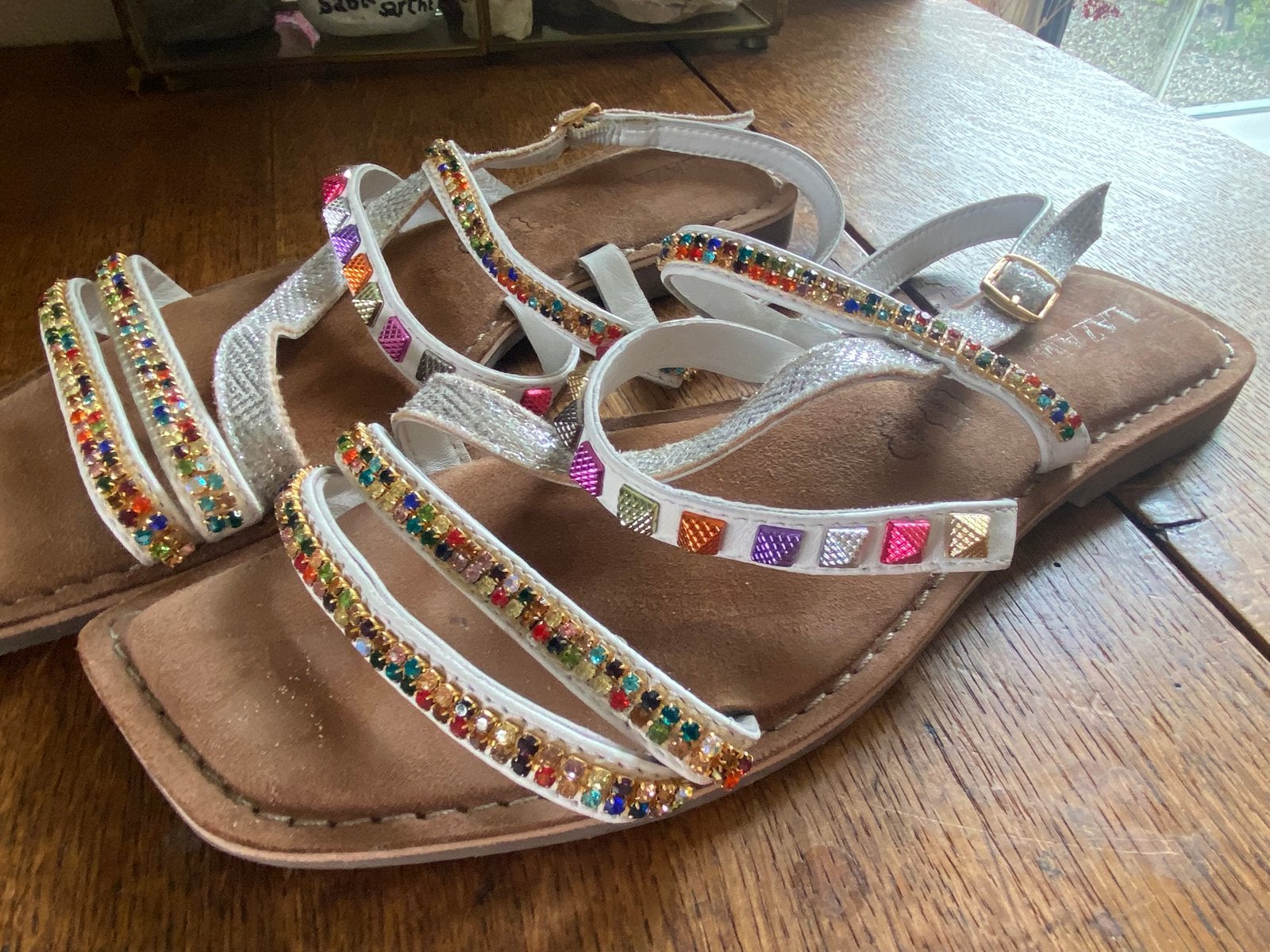 Feestje? Superleuke leren sandalen 39 Lazamani, Verzenden, Zo goed als nieuw, Sandalen of Muiltjes