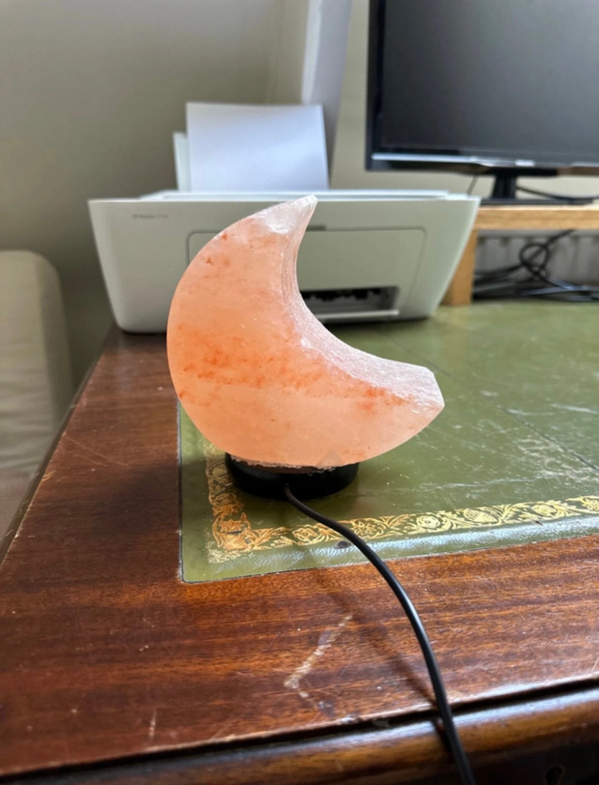 Himalaya Zoutlamp Maanvormig, Natuurlijk materiaal, USB-aansluiting, Overige fittingen, Ophalen of Verzenden