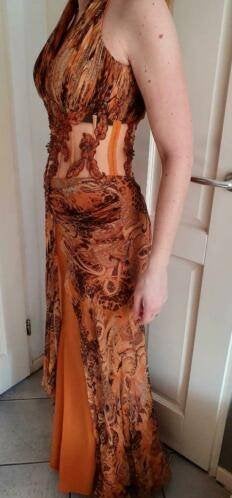 Galajurk / Avondjurk/ Cocktailjurk brons bruin S-M nr 37783, Kleding | Dames, Bruin, ., Ophalen of Verzenden, Maat 36 (S)