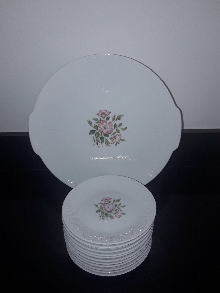 Hutschenreuther gebakstel met rose wilde rozen, Overige merken, Verzenden, Zo goed als nieuw, Bord(en)