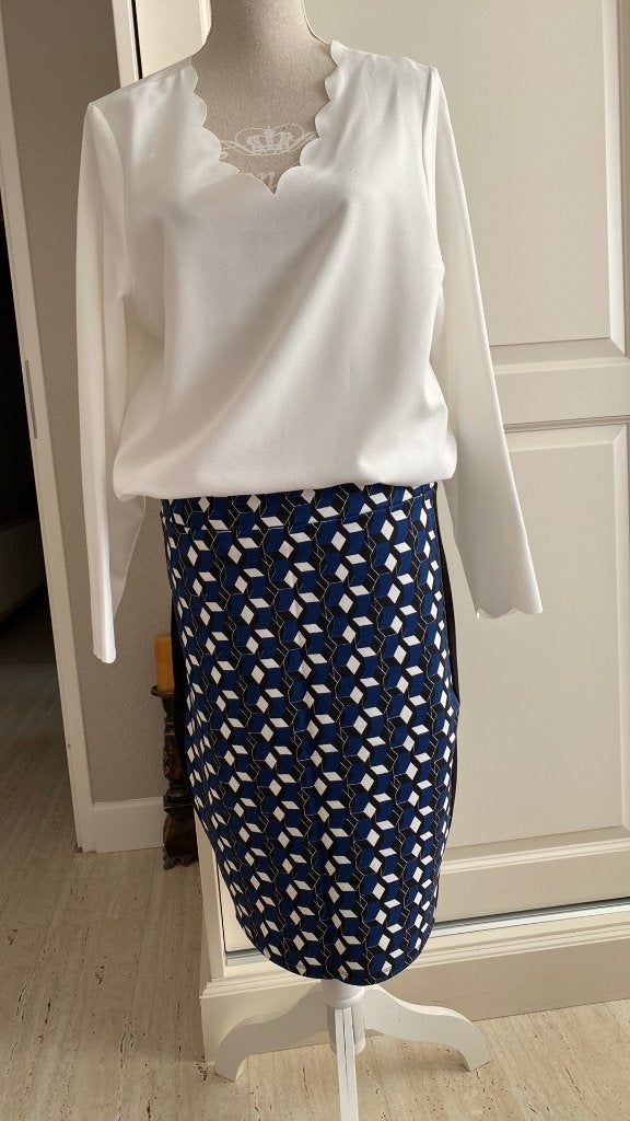 Rok Kokerrok maat 42 Merk AMISU Nieuw Blauw Zwart Roomwit, Blauw, Maat 42/44 (L), Nieuw, Ophalen of Verzenden