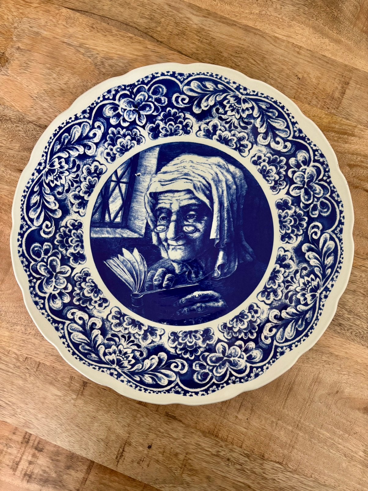 XL Delfts Blauw Wandbord van Boch Frères (ø 39 cm), Antiek en Kunst, Ophalen
