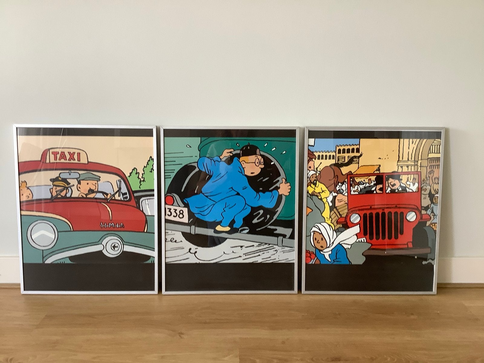 Ingelijste afbeelding Kuifje - Set van 3, Minder dan 50 cm, Gebruikt, 50 tot 75 cm, Ophalen of Verzenden
