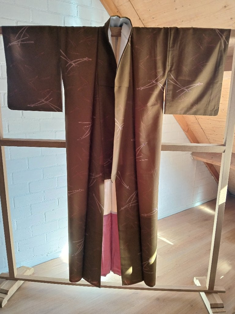 Traditionele Japanse Kimono masterd brown, Ophalen of Verzenden