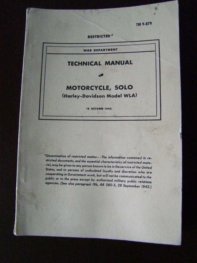 Technische handleiding tm 9-879 harley davidson wla, Ophalen of Verzenden, Harley-Davidson of Buell