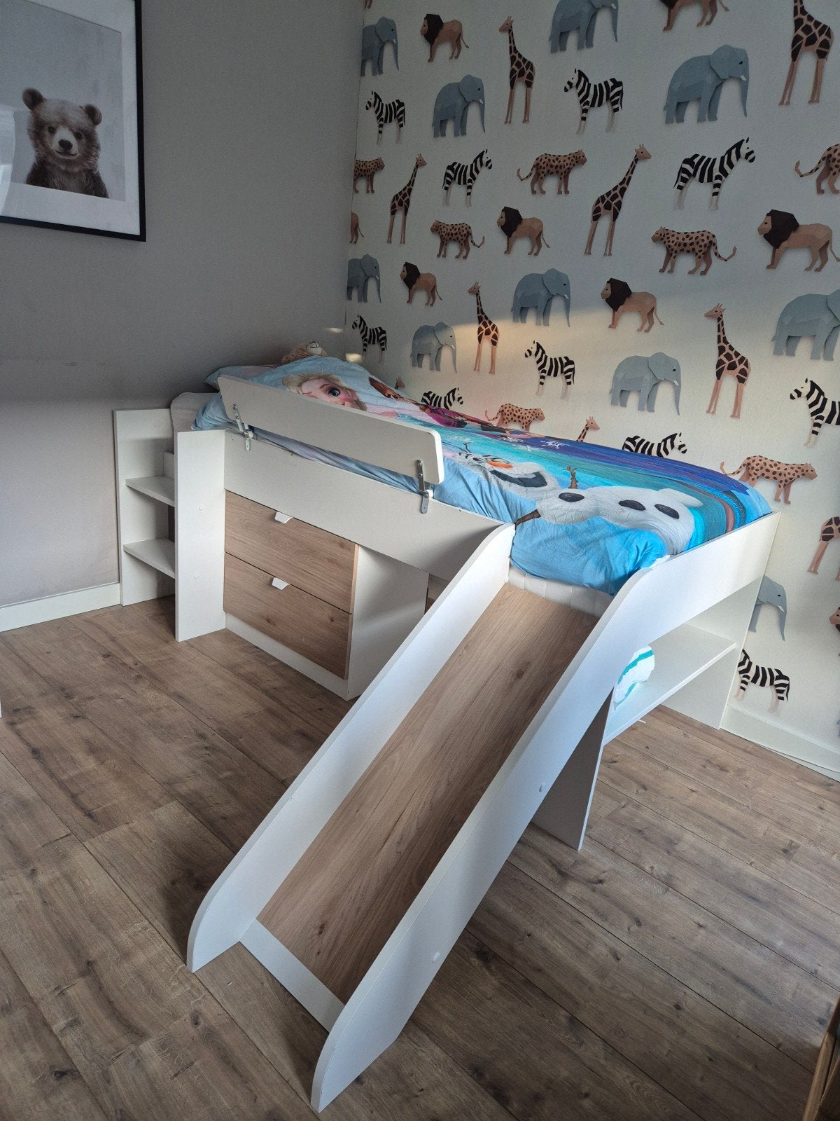 Halfhoogslaper met glijbaan en opbergruimte, Ophalen, Gebruikt, 90 cm, Eenpersoons