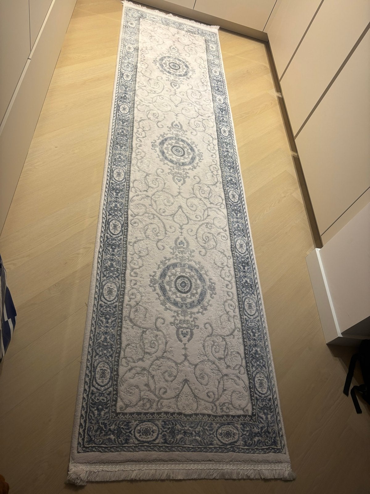 2x Lange vloerloper met klassiek patroon - Zo goed als nieuw, Wit, 200 cm of meer, Zo goed als nieuw, Rechthoekig