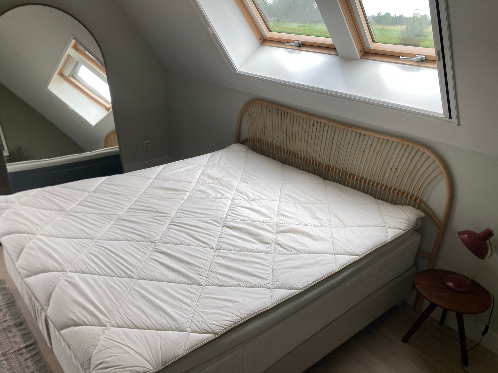 Boxspring 180x200 met topmatrassen, Ophalen, Beige, Tweepersoons, Zo goed als nieuw