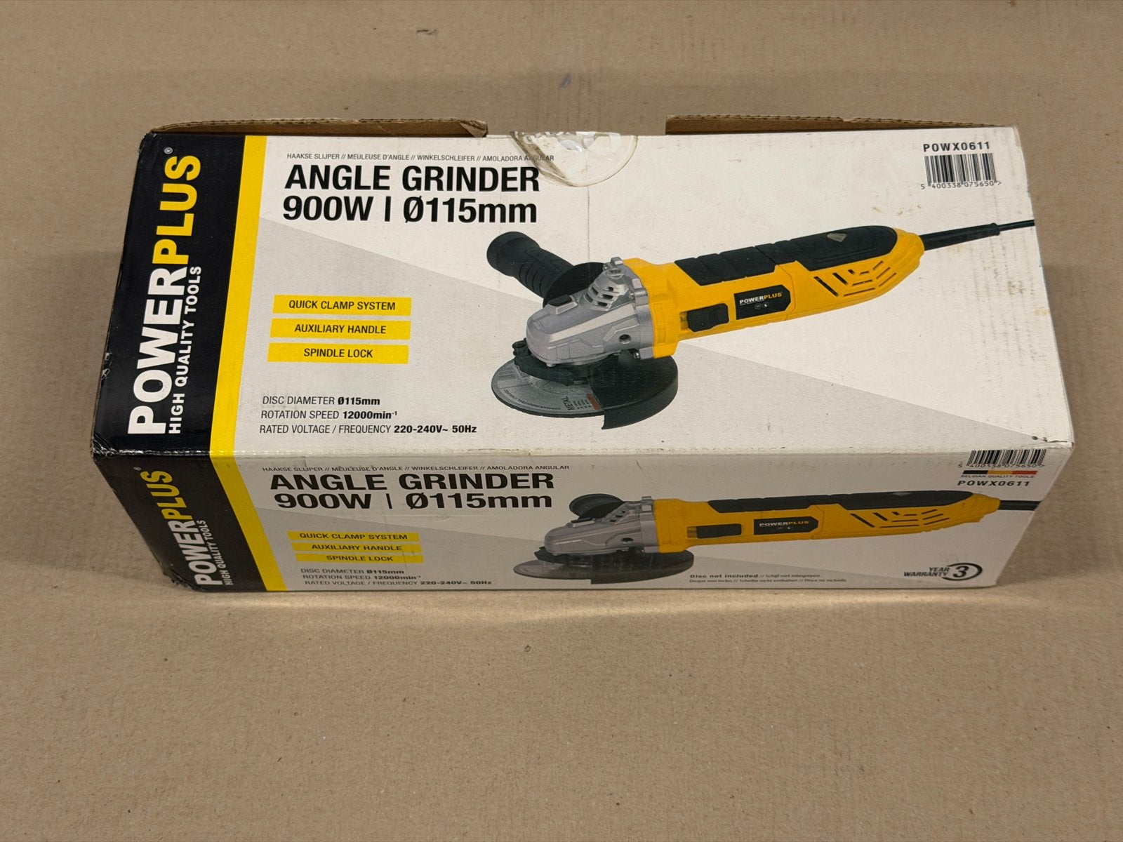 Powerplus POWX0611 Haakse Slijper 900W Ø115mm Nieuw, Ophalen of Verzenden, Nieuw