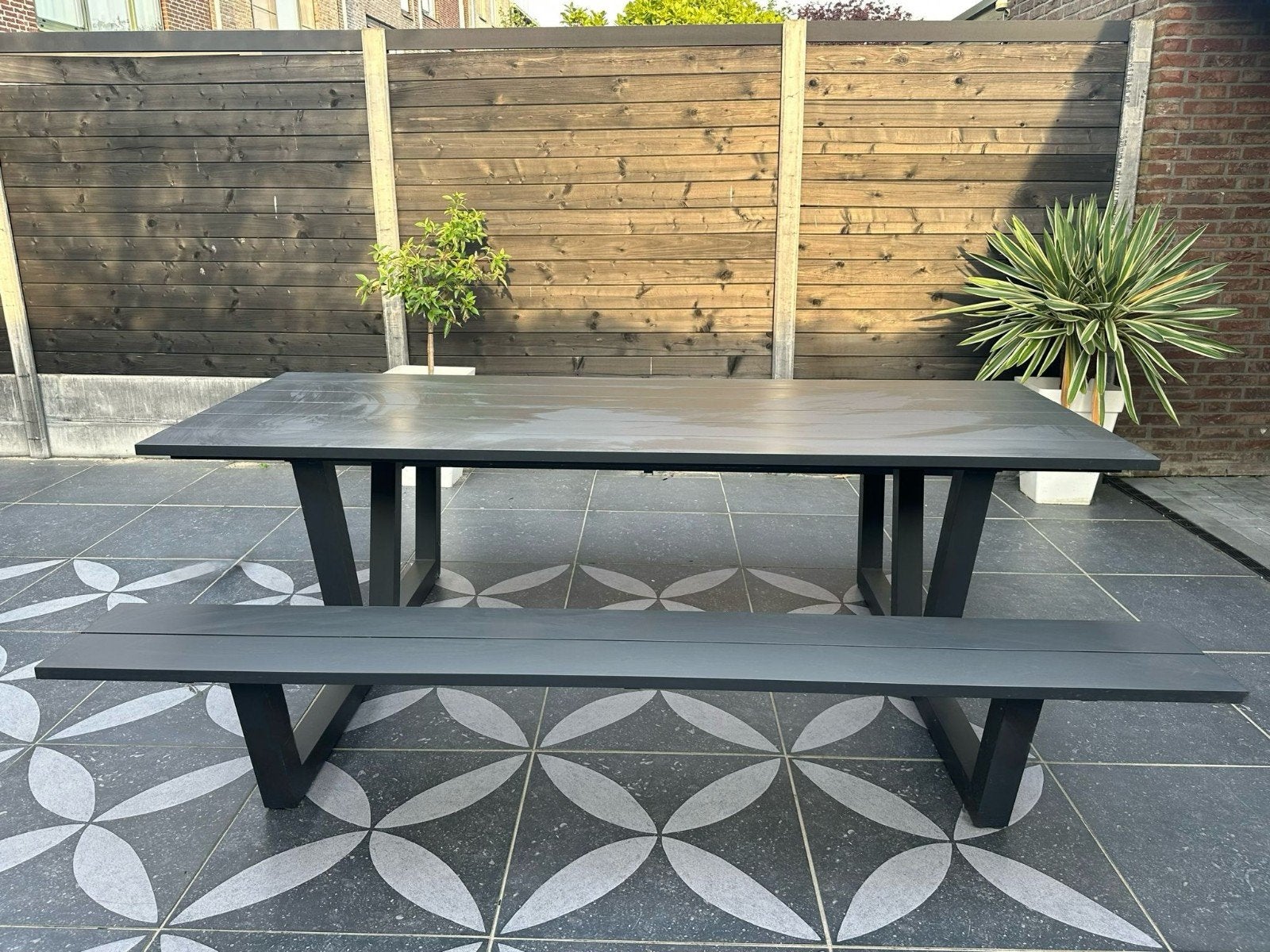 Felino Bristol Picknicktafel In Zwart Aluminium, Tuin en Terras, Ophalen of Verzenden, Rechthoekig, Aluminium