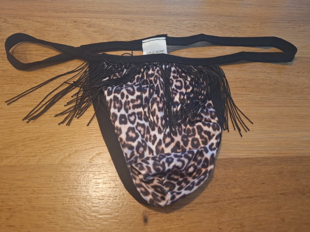 luipaard string met kwastjes maat xxl, Kleding | Heren, Verzenden, Zwart, Overige typen