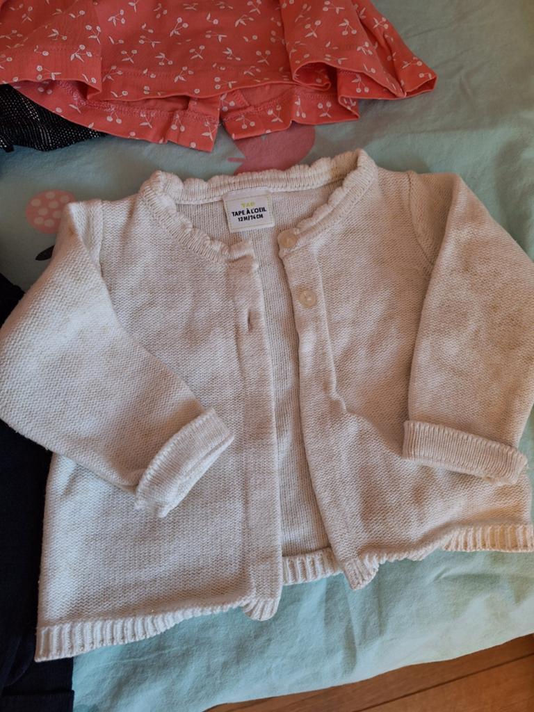 Tape à l'Oeil vestje maat 74 beige met glitter (zgan), Kinderen en Baby's, Babykleding | Maat 80, Tape à l'Oeil, Ophalen of Verzenden