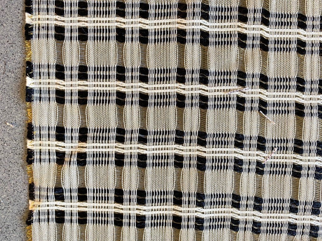 Kvadrat Sahco vitragestof roomwit/goud/zwart; 2,15 meter, Overige materialen, Meerkleurig, 120 cm of meer, Ophalen of Verzenden