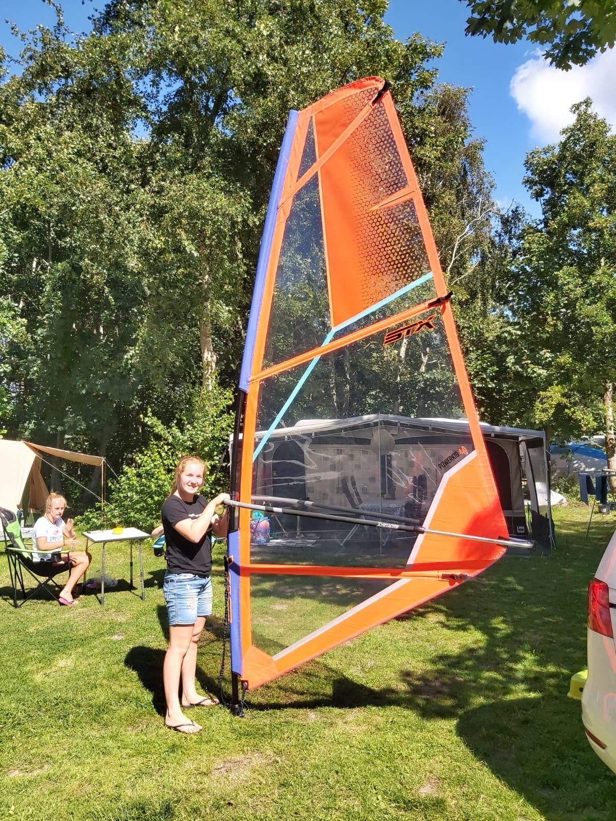 surfzeil, kinderzeil, met mast en giek 4m², Watersport en Boten, Ophalen, STX, 3.5 tot 5 m², Zo goed als nieuw