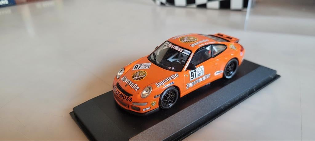 Minichamps Porsche 911 GT3 Jagermeister SCHADE, Hobby en Vrije tijd, Modelauto's | 1:43, Ophalen of Verzenden, Zo goed als nieuw