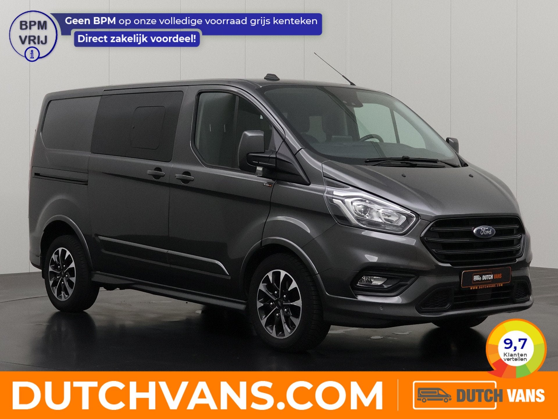 Ford Transit Custom 2.0TDCI 170PK Automaat Sport Dubbele Cab, Auto's, Automaat, Gebruikt, Euro 6, Leder