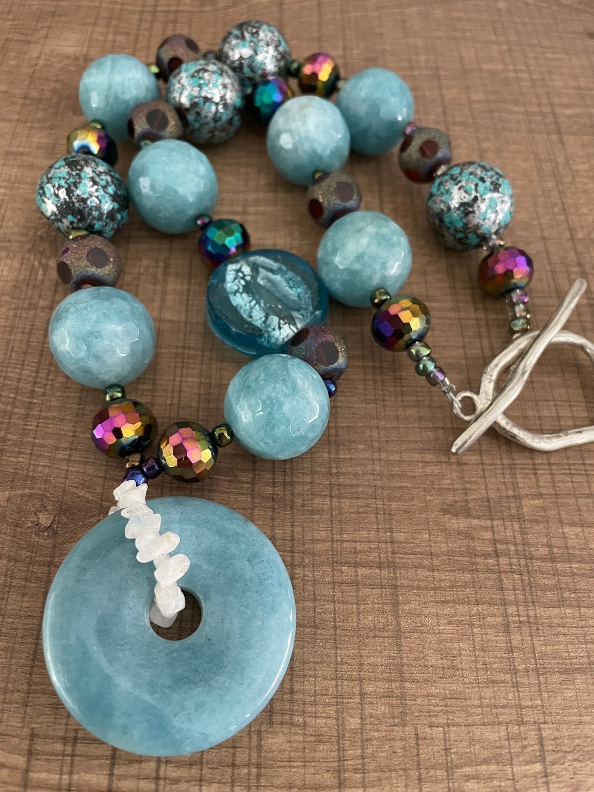 Blauwe jade ketting, Blauw, Nieuw, Ophalen of Verzenden, Steen of Mineraal