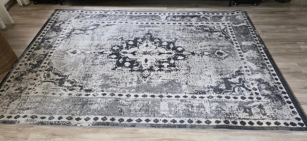 Vloerkleed vintage antraciet, Ophalen, Rechthoekig, 200 cm of meer
