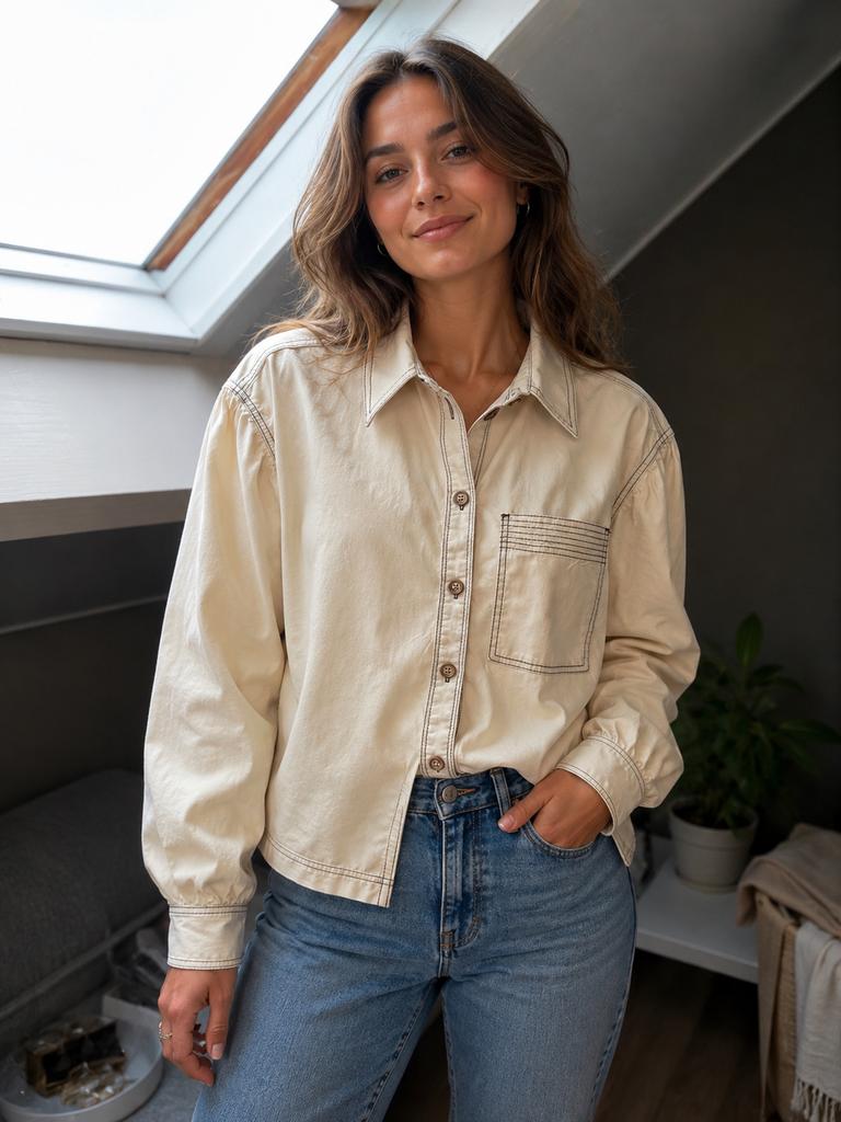Mos Mosh bloes/jackje mt S, Ophalen of Verzenden, Zo goed als nieuw, Maat 36 (S), Beige