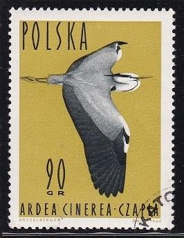 1883 - Polen michel 1494 gestempeld , Blauwe reiger, Verzenden, Polen, Gestempeld