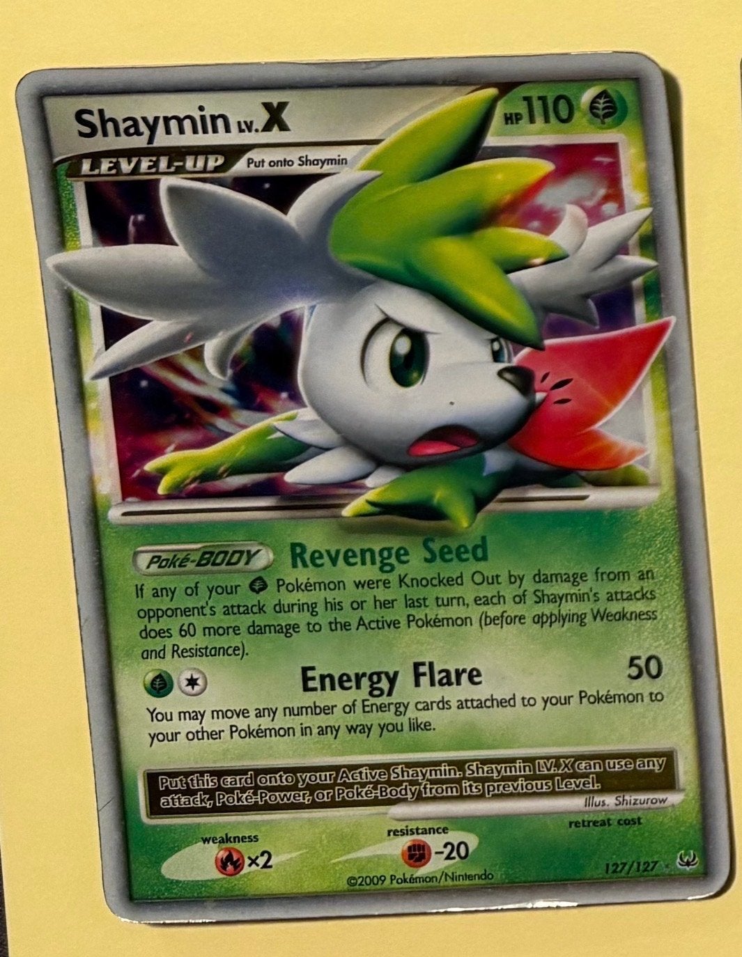 Pokémon Kaart Shaymin LV.X 127/127, Ophalen of Verzenden, Gebruikt, Losse kaart